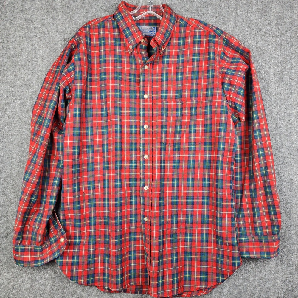 Pendleton Button Down‎ Shirt Mens L Red Boyd Tartan Plaid Sir Pendleton Wool USA